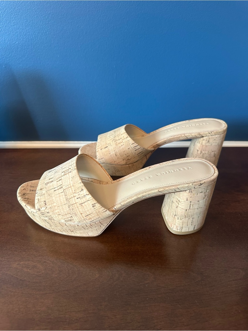 Veronica Beard Dali Natural Cork Platform Slide Sandals Size 7.5